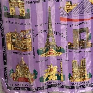 Paris souvenir scarf features iconic French landmarks
